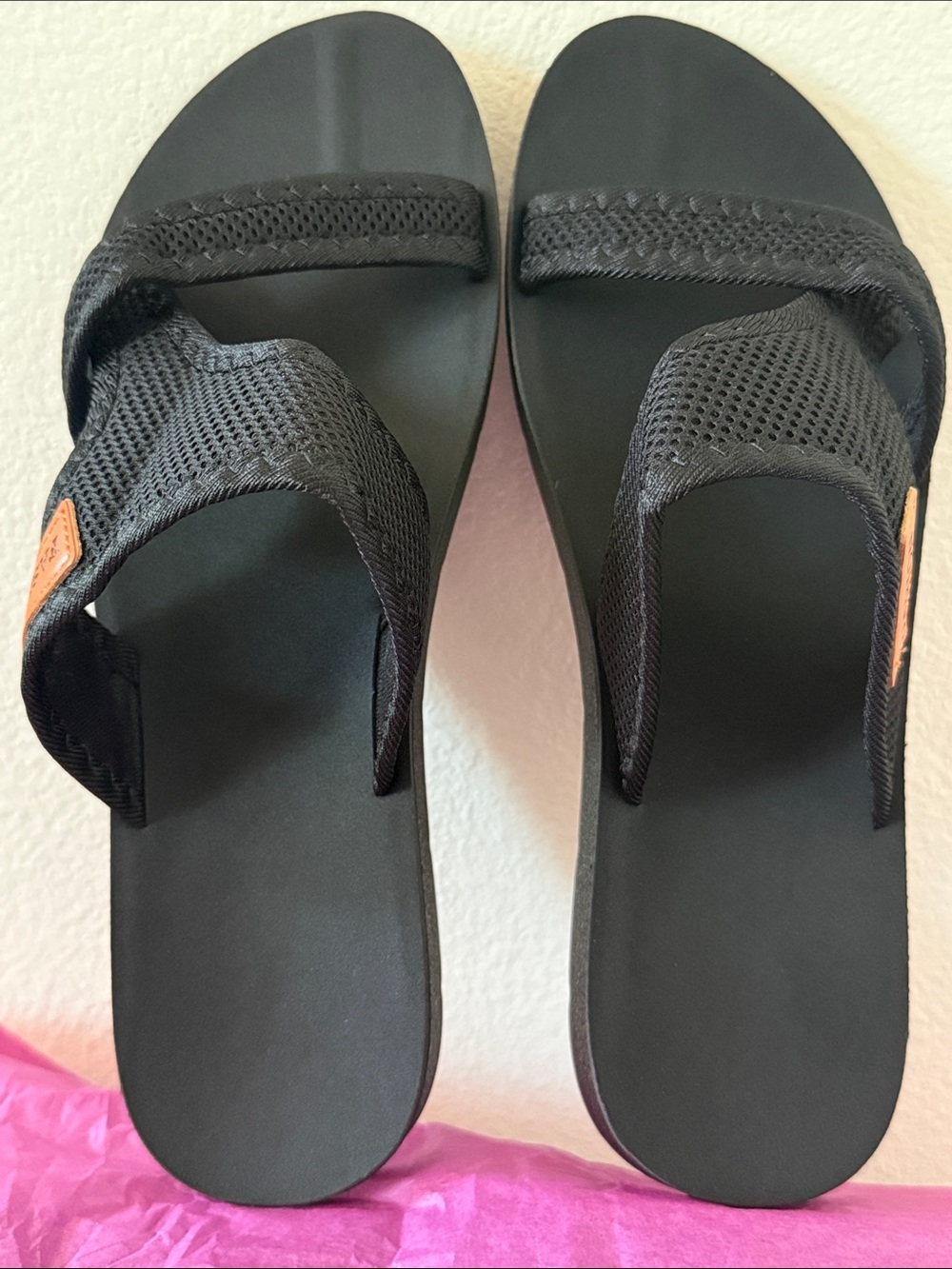 Black slip on sandals